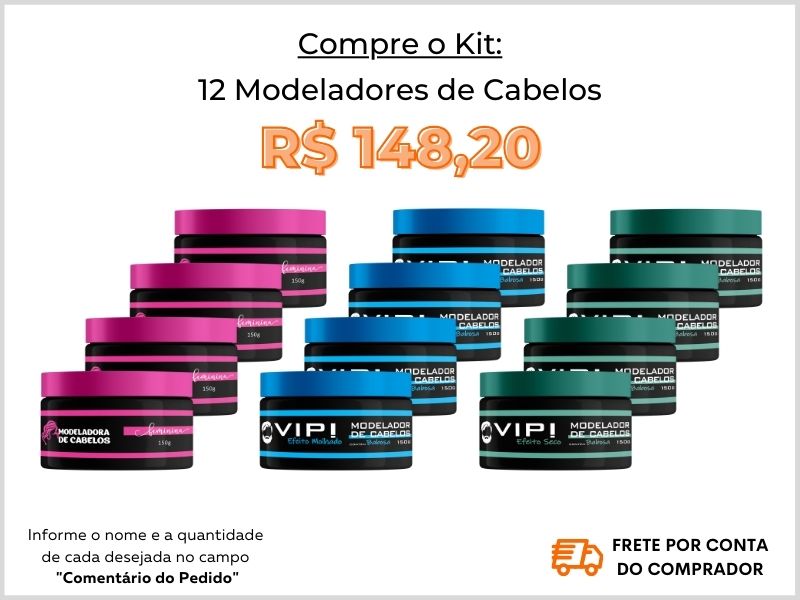 Kit com 12 Modeladores de Cabelos de 150g cada + site + loja virtual Amei Cosmticos