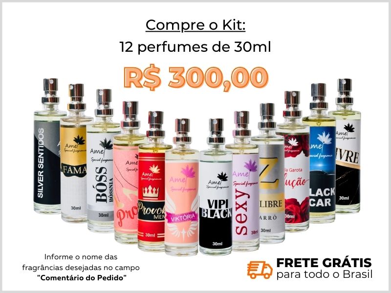 Kit com 12 perfumes de 30ml + frete grtis + site + loja